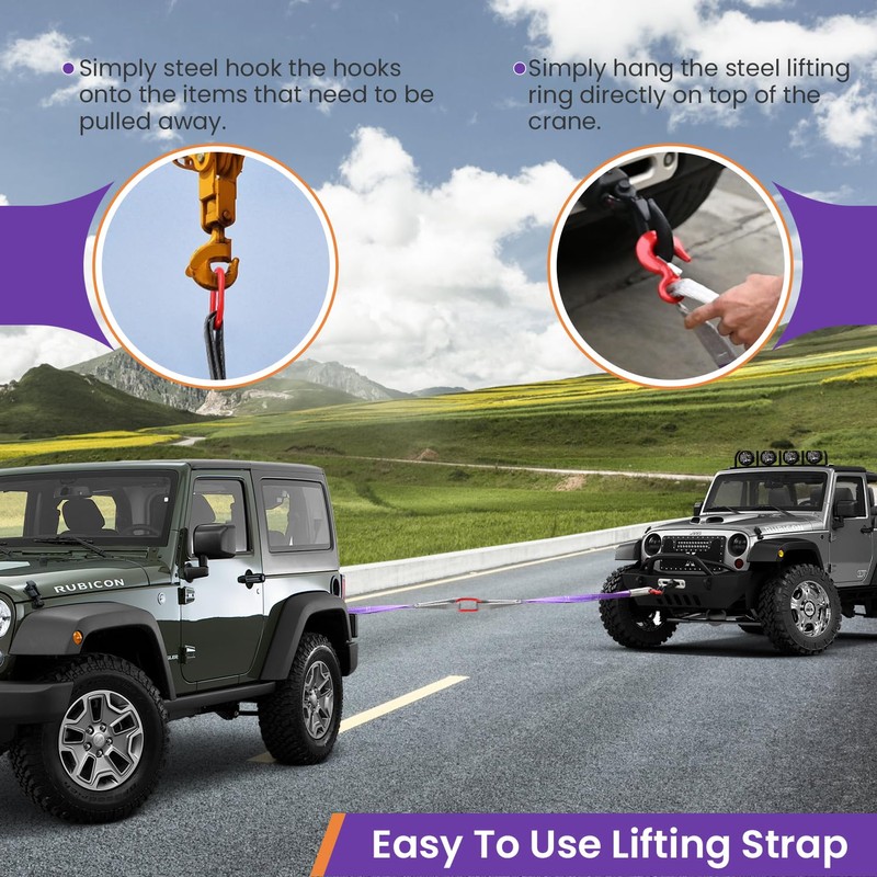 Vigtayue Lifting Slings Straps with Hooks - 3.3 FT, 4409LB