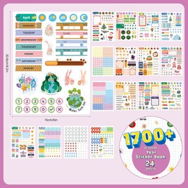 Pegatinas de agenda,24 hojas/1700+,lindas pegatinas para diaria, accesorios perfectos para planificar o decorar planificadores,álbumes de fotos,recortes,cuadernos,diarios y calendarios (Morado)