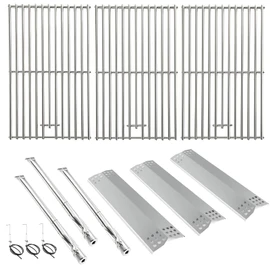 BBQration Replacement Kit for Kitchen Aid 720-0787D 730-0787D 720-0953 730-0953 720-0953L, 7MM Solid Stainless Steel Cooking Grates, Burner and Heat Plates Replacement Parts for Kitchen Aid Gas Grill