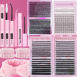 Curl False Eyelashes Kit, 1 Set Fluffy Curling False Eyelashes with Eyelash Glue & Tweezers & Eyelash Remover & Headband & Wristband, Eye Makeup Accessories, Cosmetic