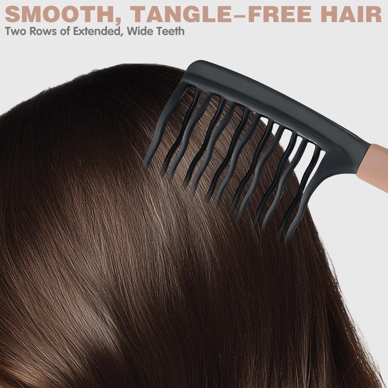 Wide Tooth Comb for Curly, Detangling Plastic Double-layer Comb for