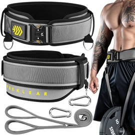 MANUEKLEAR 2-in-1 Weightlifting Belt & Dip Belt with 36.7 IN Rope, Double-Layer Weight Lifting Belts for Men, Powerlifting Gym Weighted Belt for Pull Up Squat