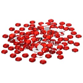PATIKIL 15mm Flat Back Round Acrylic Rhinestones, 500 Pack Plastic Circle Gems for Jewelry Making Costume Embellishments Crafts, Red