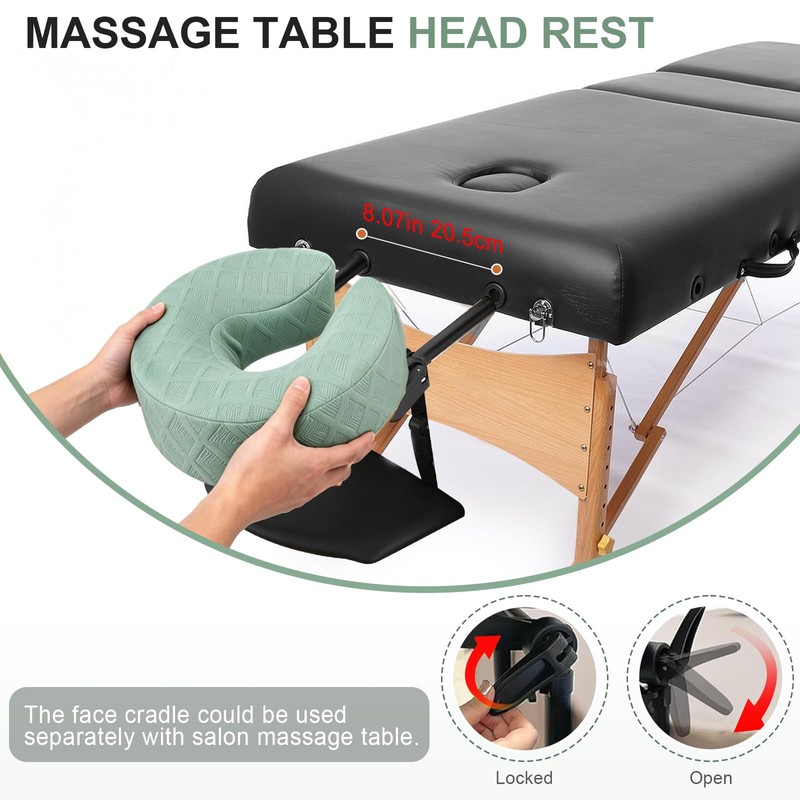 Massage Headrest for Bed with Arm Rest, Adjustable Massage Face