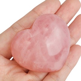 mookaitedecor Healing Crystals Rose Quartz Heart Love Worry Palm Stone Reiki Balancing 1.6 inches
