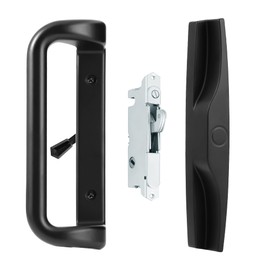 House Guard Black Patio Door Handle Set with Mortise Lock,Suitable for Replacement Sliding Doors Lock 3-15/16”Screw Hole Spacing.Choices That Add a Unique to Your Patio Glass Sliding Door.