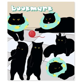 Yasest Magnetic Bookmarks - 6 Pieces Cute Black Cat Magnet Bookmark Clips for Women Teachers Students Book Lovers Reading, for School Office Home Supplies, Bookmarks