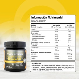 Evolution nutritional Bcaas - Aminoácidos (leucina:isoleucina:valina ) De 500 G Sabor Mango