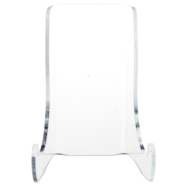 Plymor Clear Acrylic Flat Back Easel with Shallow Support Ledges, 4.5" H x 3.375" W x 2.75" D (2 Pack)