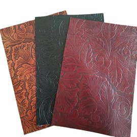 YiJiaXiang Embossed Leather Pieces with Floral Pattern, Decorative Textured Material, Multiple Sizes to Choose from (Black 16 × 32 inches)