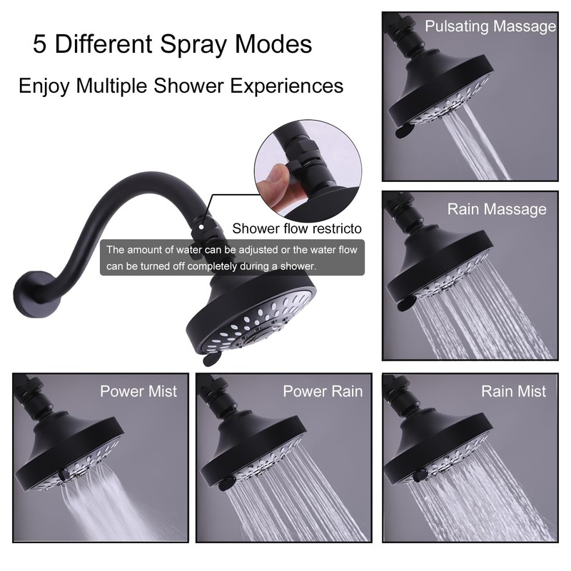 BEIYI 2 Handle Shower Faucet Set, Matte Black Two Handle