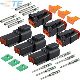 (3 Set) Deutsch 2-Pin Solid Contact 14-16 18 AWG Connector Set Pins & Seals Size #16 (Black)