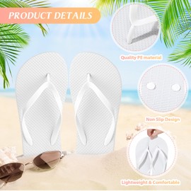 Unittype 24 Pairs Flip Flops Bulk for Wedding Guest Slippers Wedding Flip Flops with Cards Bags for Pool Beach Party(White, Rose Gold, Gold)