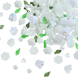 Ornaland 180 Pcs Flower Beads for Jewelry Making Bulk Colorful Acrylic Flowers and Leaves Beads Making for Earrings Necklaces Bracelets DIY Crafts