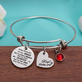 Raysunfook Birthstone Always Remember You Are Braver Than You Believe Inspirational Gifts Feminism Charm Bracelets for Women