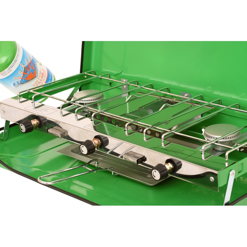 Flame King YSNBBQ-136M 3-Burner Portable Camping Stove Grill w/Toast Tray,