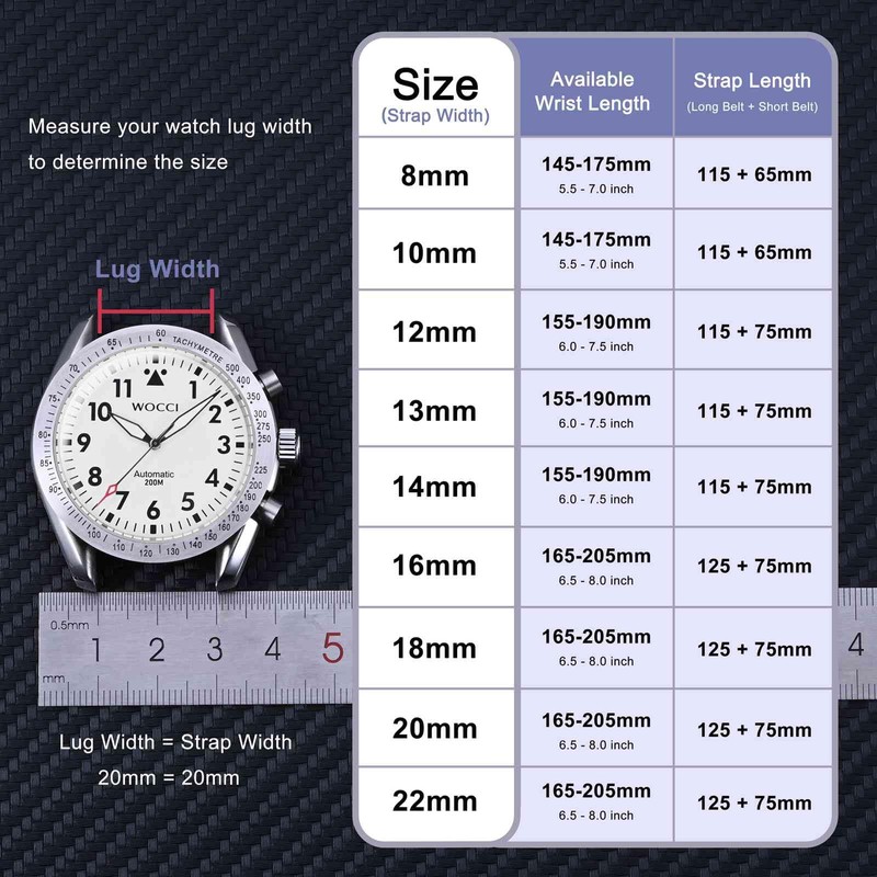 WOCCI 10mm Watch Strap with Rose Gold Buckle, Elegant Genuine