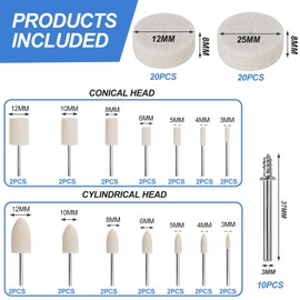 88PCS Dremel Polishing Kit,Metal Polishing Kit, Polishing Buffing Wheel Wool Felt Polishing Wheel for Dremel Rotary Tool Accessories, with 1/8" Shank for Jewelry Metal Polishing
