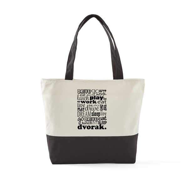CafePress Dvorak Livegobe Blk Canvas Tote Top Zipper Closure