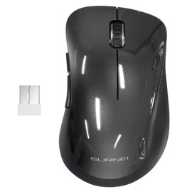 2.4GHz Silent Wireless Mouse, 1200 DPI Optical Cordless Mouse with USB Receiver, Ergonomic Grips, Grey Portable Travel Computer Mouse for Laptop, PC, Desktop, MacBook, 5 Buttons for Men and Women