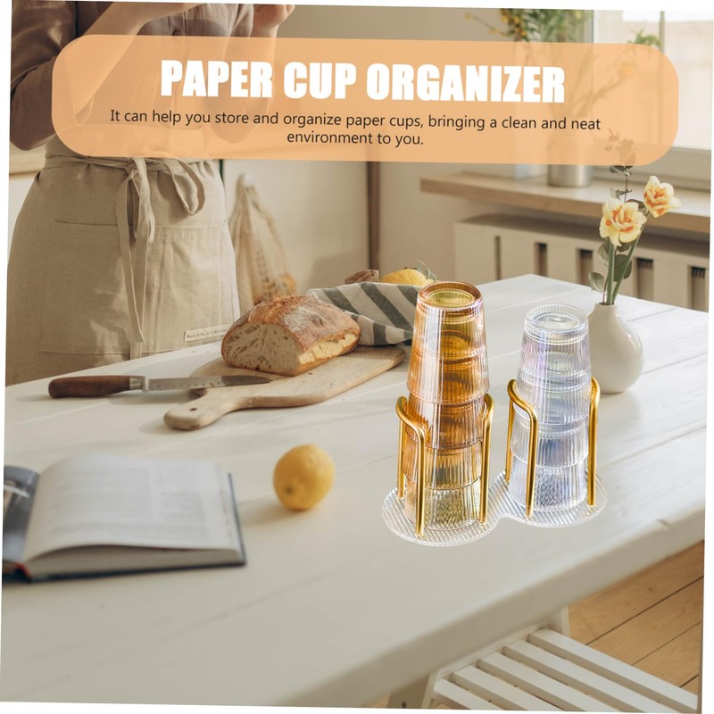 PAMINGONO Paper Cup Organizer Station Coffee Station Supplies Acrylic Paper
