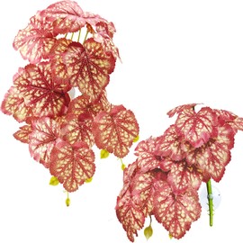 Woyrise Reptile Plants, Terrarium Hanging Plants Vines for Reptile Tank, Amphibian Habitat Leaves Decor with Suction Cup for Bearded Dragon Lizard Snake Gecko Frog Hermit Crab - 2Pcs Pink Heuchera