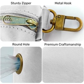 HIFA Genuine Leather Dog Poop Bag Holder, Poop Bag Holders for Leashes - Soft Touch Rustic Leather, Metal Clips and Easy Access to Pet Waste Bags- Dog Poop Bag Dispenser for Outdoor Walking