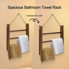 CuffUp Towel Ladder for Bathroom, Blanket Ladders for The Living Room Hanging Blanket Ladder Rustic Decorative Ladder for Blankets Ladder Hand Towel Rack(Drak Brown)