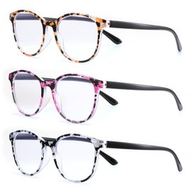 FEISEDY 3 Pack Lightweight Square Blue Light Reading Glasses for Women Trendy Tortoise Clear Readers B0238 2.5x