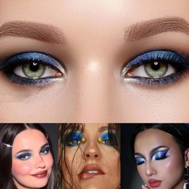 Royal Blue Glitter Eyeshadow Palette for Women - Highly Pigmented, Long-lasting Waterproof Makeup with Shimmer & Matte Eyeshadow - Perfect for Highlighting Your Eyes