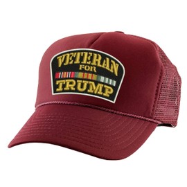 ALLNTRENDS Veterans for Trump Trucker Hat Trump 2024 Caps Adjustable Baseball Hats (Maroon)
