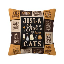 IYUBOFU Cat Gifts for Cat Lovers Women Girl, Cat Lover Gifts for Women, Cool Cat Mom Gifts, Cat Themed Gifts for Girls, Crazy Cat Lady Gifts, Cat Owner Gifts Throw Pillow Covers 18X18 Inch