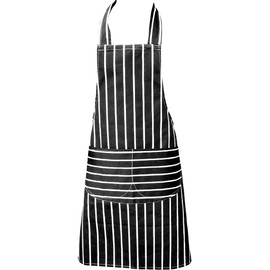 Clay Roberts Chefs Apron, Black, Cooking and Baking Apron for Men and Women, Double Pockets, Kitchen Butchers Aprons, BBQ & Catering Bibs, Cooking Tabards