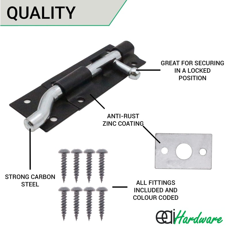 EAI Heavy Duty Necked Tower Bolt | 4 Inch |