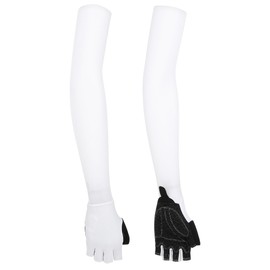 A Pair White Elastic Polyurethane Outdoor Cycling Anti Skid Sunscreen Long Gloves Sports Arm Sleeves(White XL)