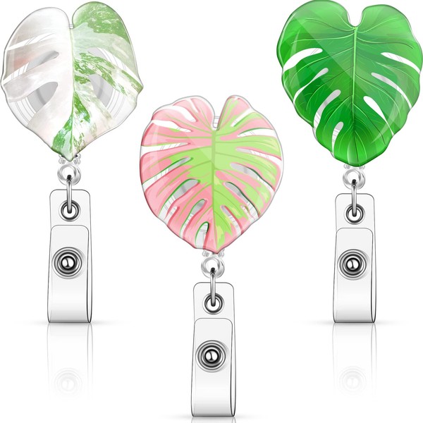 3 Pieces Badge Reel Retractable ID Badge Holder with Clip
