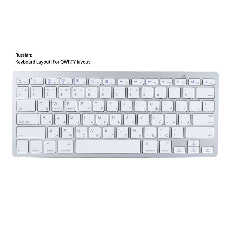 Ultra Thin Keyboard BT Wireless Splashing Proof Bilingual Language Keypad