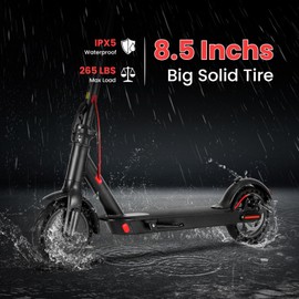 Caroma L1 Electric Scooter, Peak 630W Motor, 8.5" Big Tires, 18 Miles Range & 16 MPH, Disc Braking System and Cruise Control, Foldable Electric Scooter Adults, IPX5 Waterproof(Black)