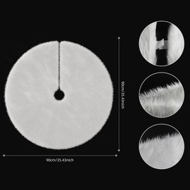 Christmas Tree Skirts Faux Fur Large Plush 90cm White Round base Mat Xmas Christmas Decorations For Xmas Tree Base Cover Holiday Party Home Decoration