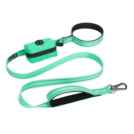 EXCELLENT ELITE SPANKER Dog Lead with 2 Handles, Dog Training Lead with 2 Reflective Seams, Dog Lead with Waste Bag Dispenser for Large or Medium Dogs (GRN)
