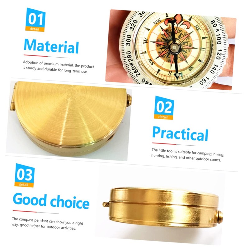 Sosoport Elegant Copper Compass Pendant Compact Design for Hiking Camping