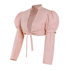 Vibsion Regency Spencer Jacket Womens Jane Austen Costume Pink Crop Coat Top for 1800s Victorian Regency Ball Gown S