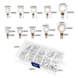 MYLCHBDJ Crimping Terminal O-type U Type Terminal Set, Round Terminals, Bare Crimp Terminals, Copper Material, 10 Sizes, 320 Pieces, Wire Combination Set, Storage Case Included, Suitable for Wiring,