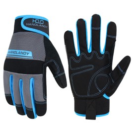 HANDLANDY Work Gloves, Unisex, Touch Screen Mechanic Gloves, Breathable, Stretchable, DIY, Gardening, Light Work Gloves