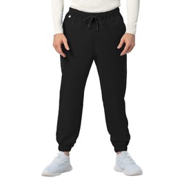 Peelz Ray 4-Pocket Elastic Bottom Scrub Pants for Men - Elastic Waistband, Soft Fabric Men's Scrub, Classic Fit, Black, Large, Regular