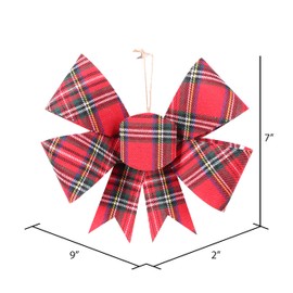Vickerman 7" Red Plaid Bow Christmas Ornament.. This unique ornament is an exceptional addition to any collection. It includes 6 pieces per bag. Recommended for Indoor Use.