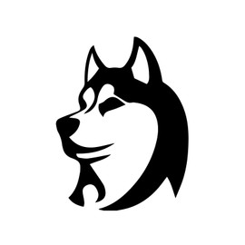 Bargain Max Decals Simple Husky Dog Decal Notebook Car Laptop 5.5" (Black)