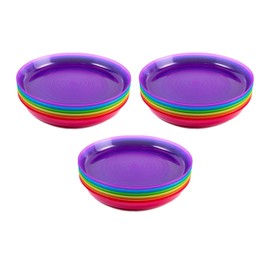 Cuddly Hippo Kids Plastic Dinnerware Set of 18 Multi Color Plates - Reusable, BPA-Free, Dishwasher Safe and Microwaveable