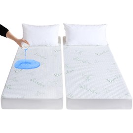 GOONIK Split King Mattress Protector for Adjustable Bed, Breathable Bamboo Viscose Waterproof Split King Mattress Pad Cover with 6-18 inches Deep Pocket