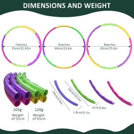 MXJFYY Hoola Hoops für Kinder, Abnehmbarer Verstellbarer Fitness Reifen für Gymnastik, Tanz, Spiele, Abnehmen für Jungen und Mädchen (60DM)